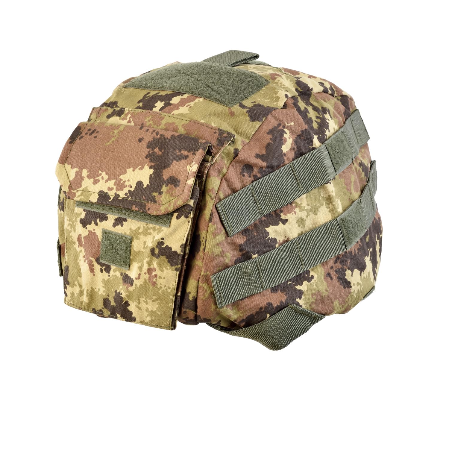 Openland Copri Elmetto Tattico Ripstop – Con Passanti MOLLE, Frontalino per Visore Notturno, Tasche e Pannelli ID – Regolabile, Compatibile con Caschi Militari e Softair