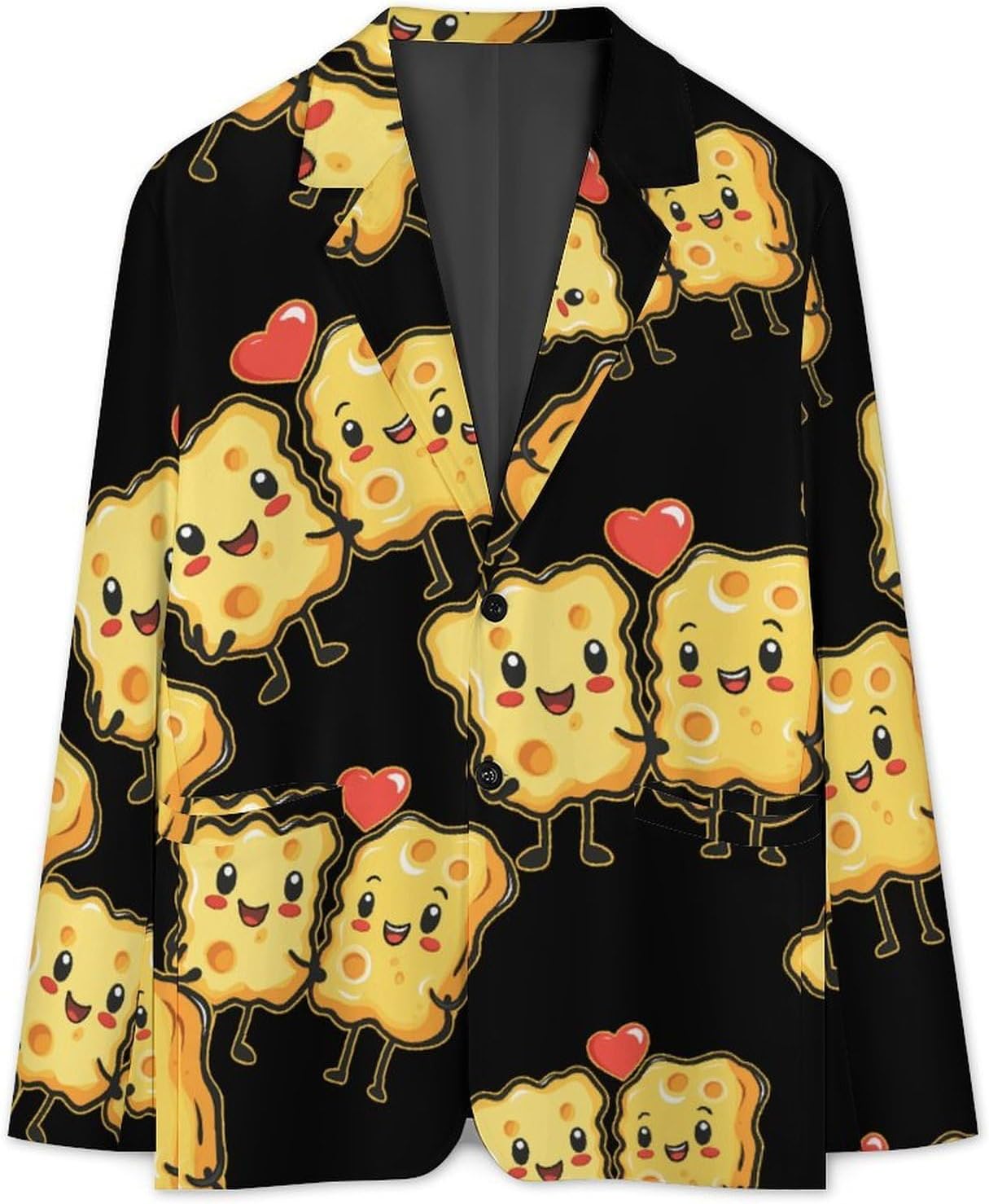 Happy Cheese Block Suits Blazer for Men Two Buttons Business Jacket Coat Wedding Dinner Party