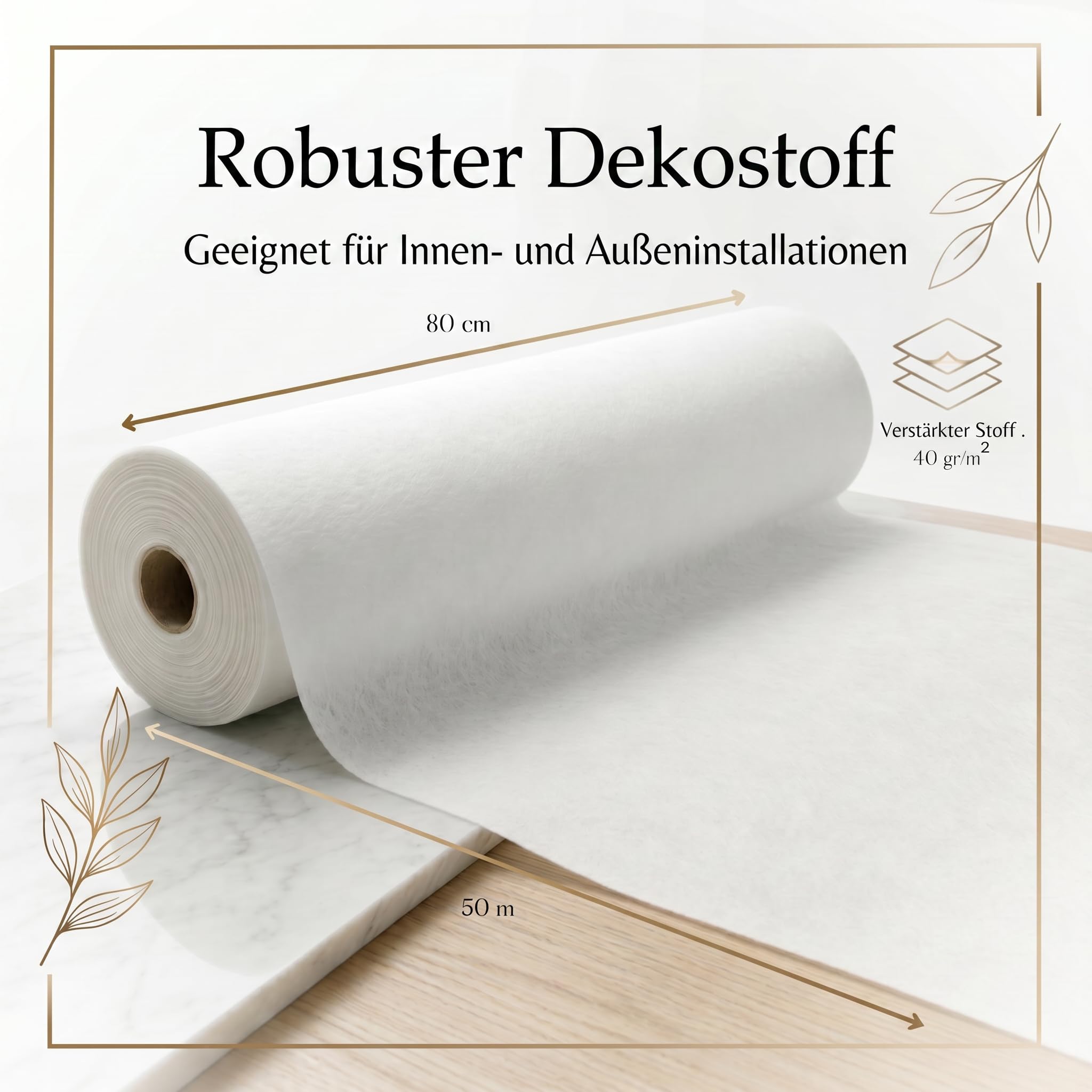 Traubogen Deko Hochtzeit aus Vliesstoff 80CM X 100M - Deko-Vlies, Tischläufer, Weiße Rolle aus Vliesstoff, Zuschneidbar, Raumdekoration Hochzeit, Baby Shower, Kommunion, Taufe, Geburtstag
