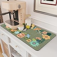 Vista 44 de AMOAMI Tapete de café absorbente con parte trasera de goma para secar platos para encimera de cocina, accesorios de bar para debajo de la cafetera