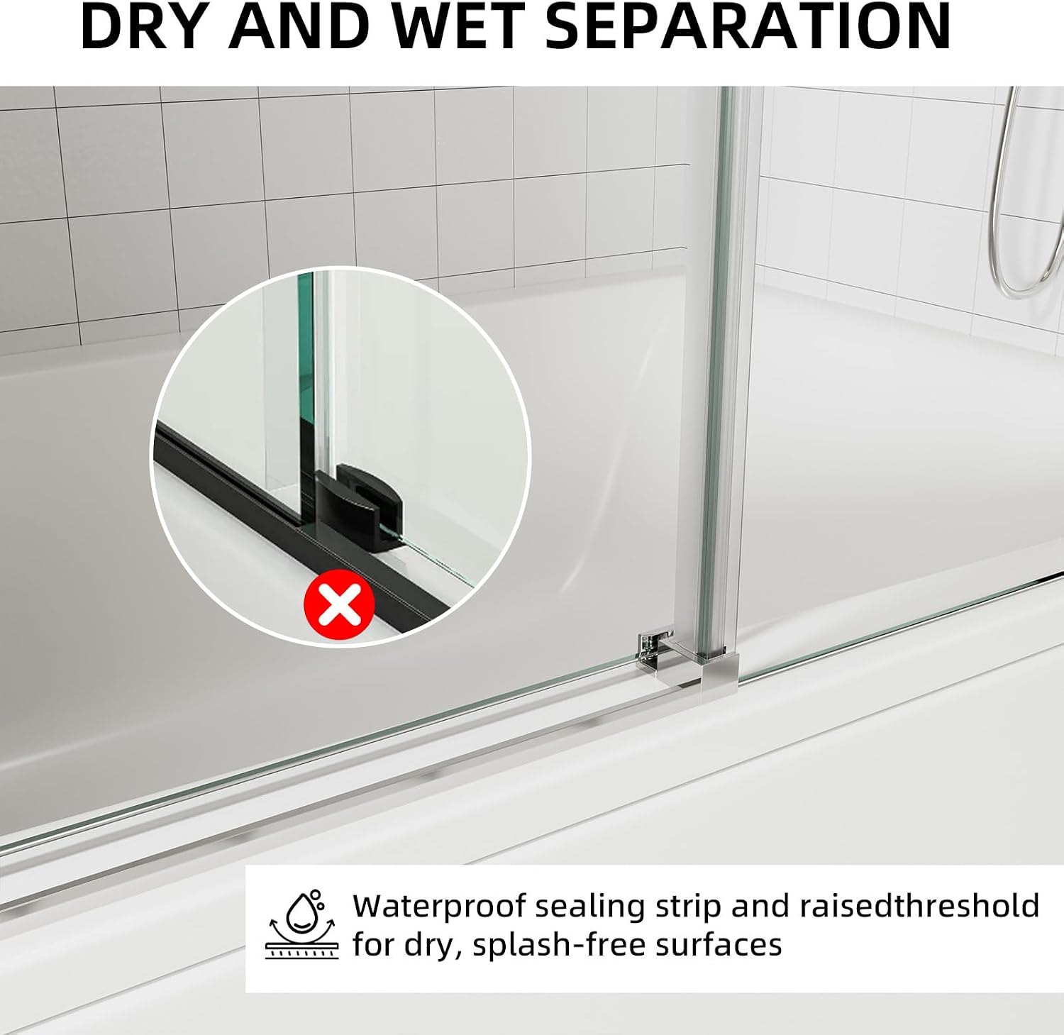 ACE DECOR 56-60" W x 58" H Frameless Bathtub Sliding Doors, Glass Shower Door for Tub with 5/16" (8mm) Clear SGCC Tempered Glass, Chrome Finish Shower Doors, Reversible Installation