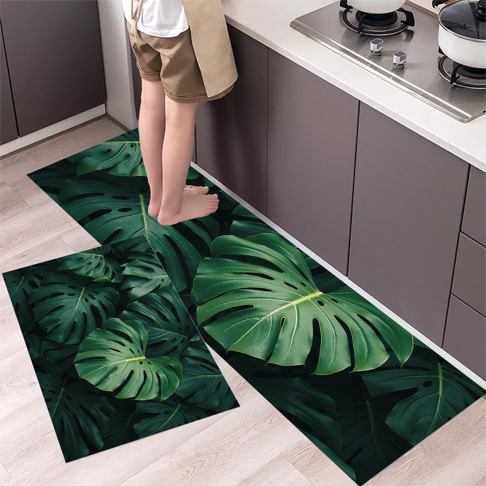 Alfombra de cocina antideslizante, juego de tapetes lavables y duraderos
