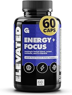 Gains in Bulk Elevated Nootropic Herbal Energy Supplements with Ginkgo Biloba, B Vitamins, DMAE, Clean Energy & Focus Supplement, Supports Digestive Health, Cognitive Brain Health, Vegan, 60 Capsules