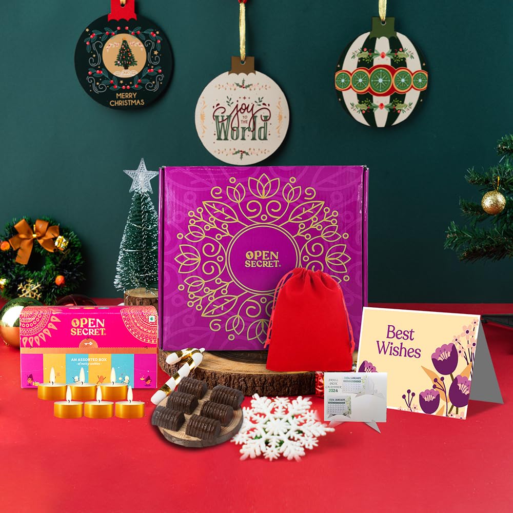 Open Secret Gift Hamper | 7 Item Gift Combo - Gift Box, Card, Scented Candles (Pack of 6), Assorted 12 Cookies, Calendar | Healthy Unjuncked Food | Gift for Corporate, Family, Friends (B0CNTJRL9V) Amazon Price History, Amazon Price Tracker