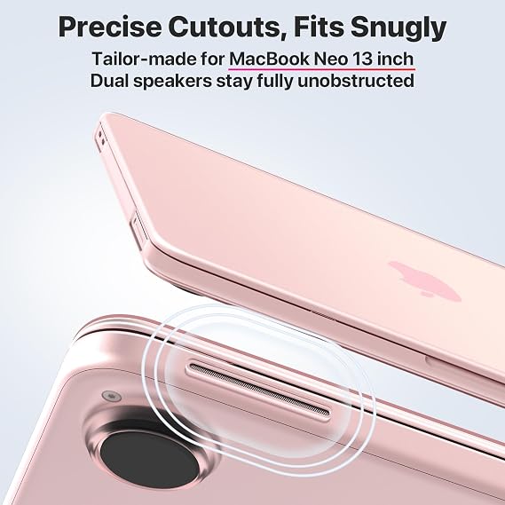 Soonjet for MacBook Neo 13 inch Case + Keyboard Cover | Blush Clear