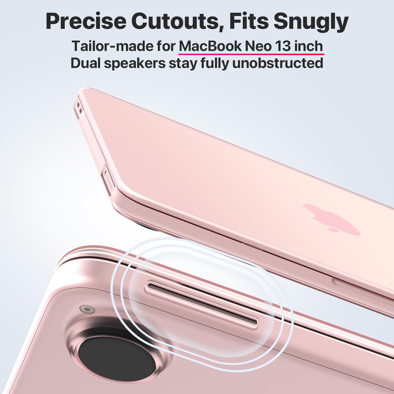 Soonjet Invisible Armor for MacBook Neo Case 13 inch 2026 New A3404 | Official Blush Clear | Anti-Scratch & Fingerprint | Pink Laptop Cover Protective Hard Shell | Mac Accessories Student & Travel - 3