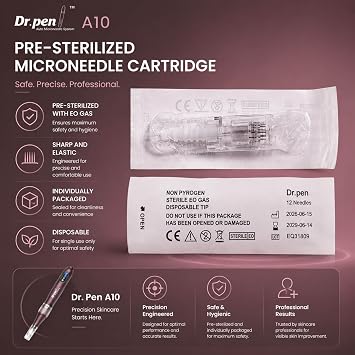7pcs Dr. Pen Ultima A10 Original Replacement Cartridges – 24-Pin Model, Sterile & Hygienic,Radiant & Well-Cared Skin, for Cheeks, Neck & Larger Areas,Home Care & Salon,Compatible with Dr. Pen A10