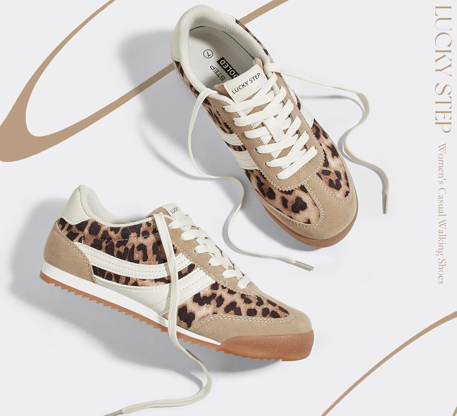 LUCKY STEP Women's Fashion Sneakers Thin Sole Lace up Tennis Shoes Lightweight Walking Running Gym Workout Classic Retro Footwear Anti Slip Trainers - Image 7