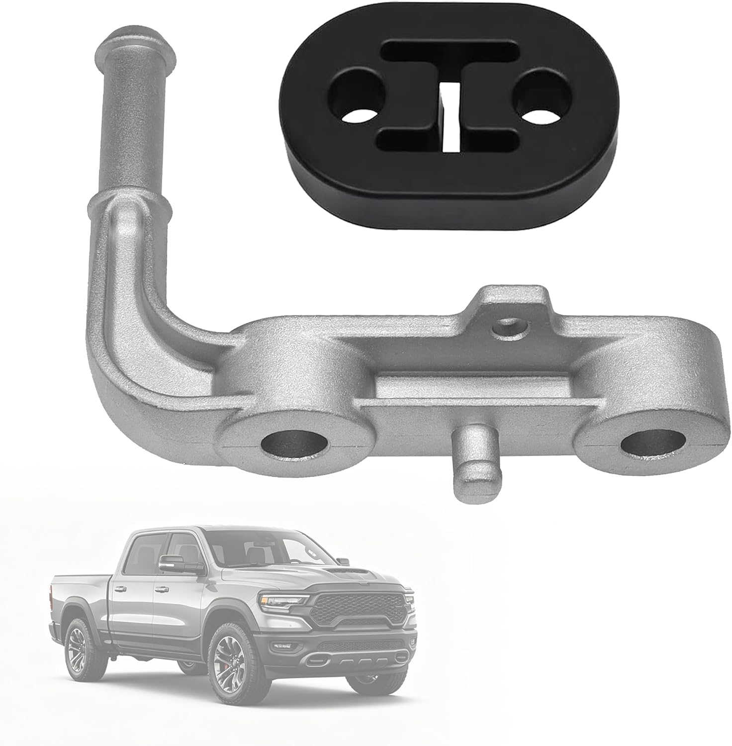 68395841AA Passenger Side Rear Right Exhaust Bracket with Hanger Rubber Muffler Support Compatible with Dodge 2019-2025 Ram 1500 3.0L 5.7L 6.2L
