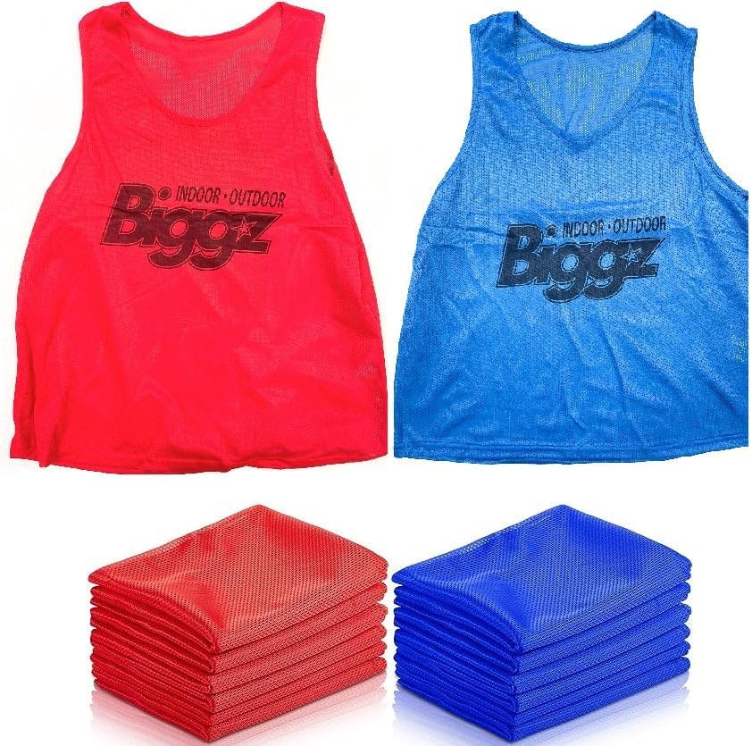 Miniatura 3 de Biggz Kit de iniciación de baloncesto, chaleco de malla de 12, 24 o 48 con balón y bomba de baloncesto talla 6 + 25 conos adicionales