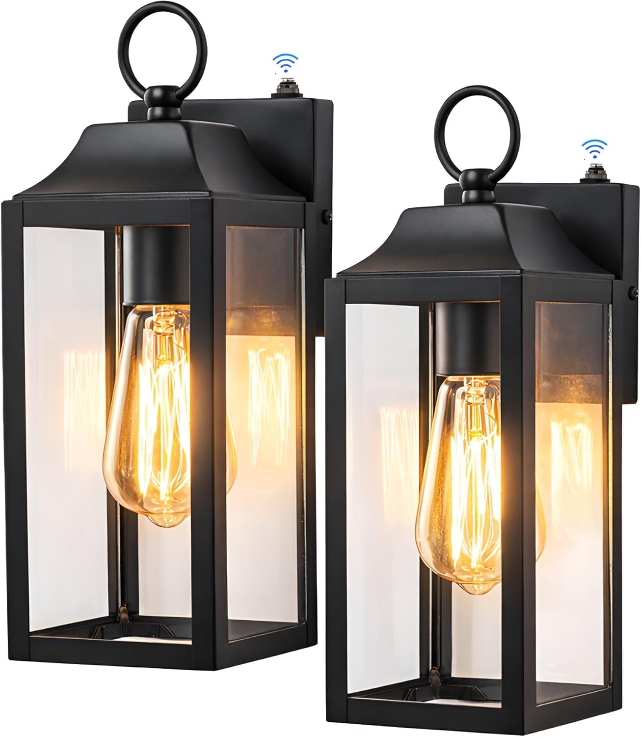 2 Pack Dusk to Dawn Outdoor Wall Lights, Black Exterior Wall Lanterns, Waterproof Outdoor Wall Sconces, E26 Porch Lights for Front Door Garage Patio Exterior Lighting Fixtures, ETL Listed