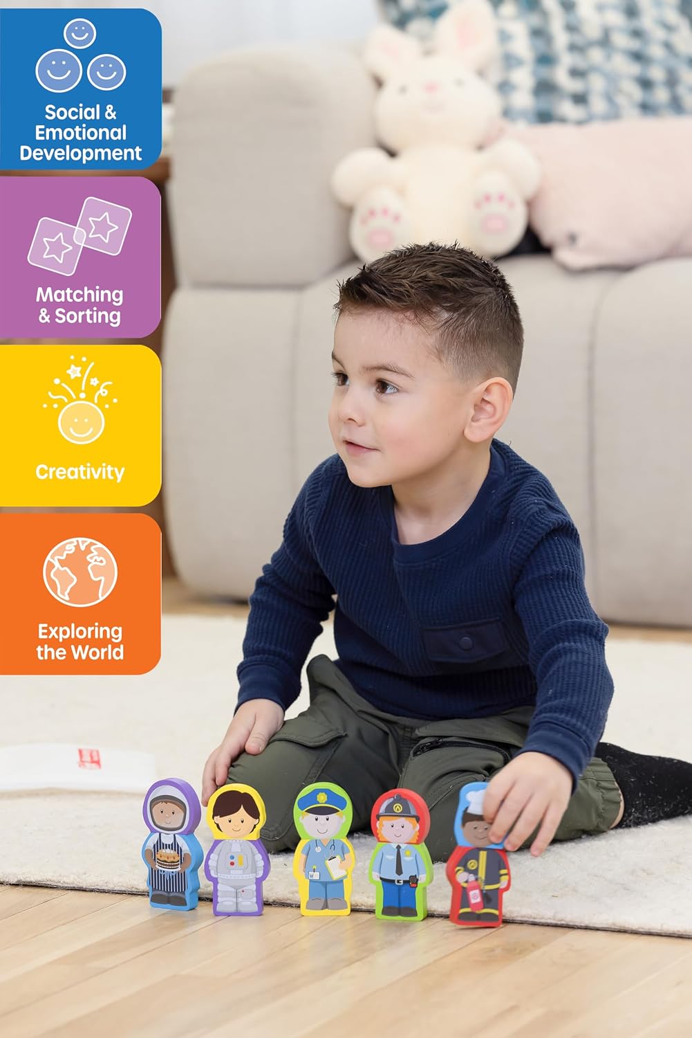 Jasey's Toy Chest Wooden Magnetic Mix & Match People | Creative Puzzle Play Set with Interchangeable Pieces | Educational People Toy for Toddlers Ages 2+ image 4