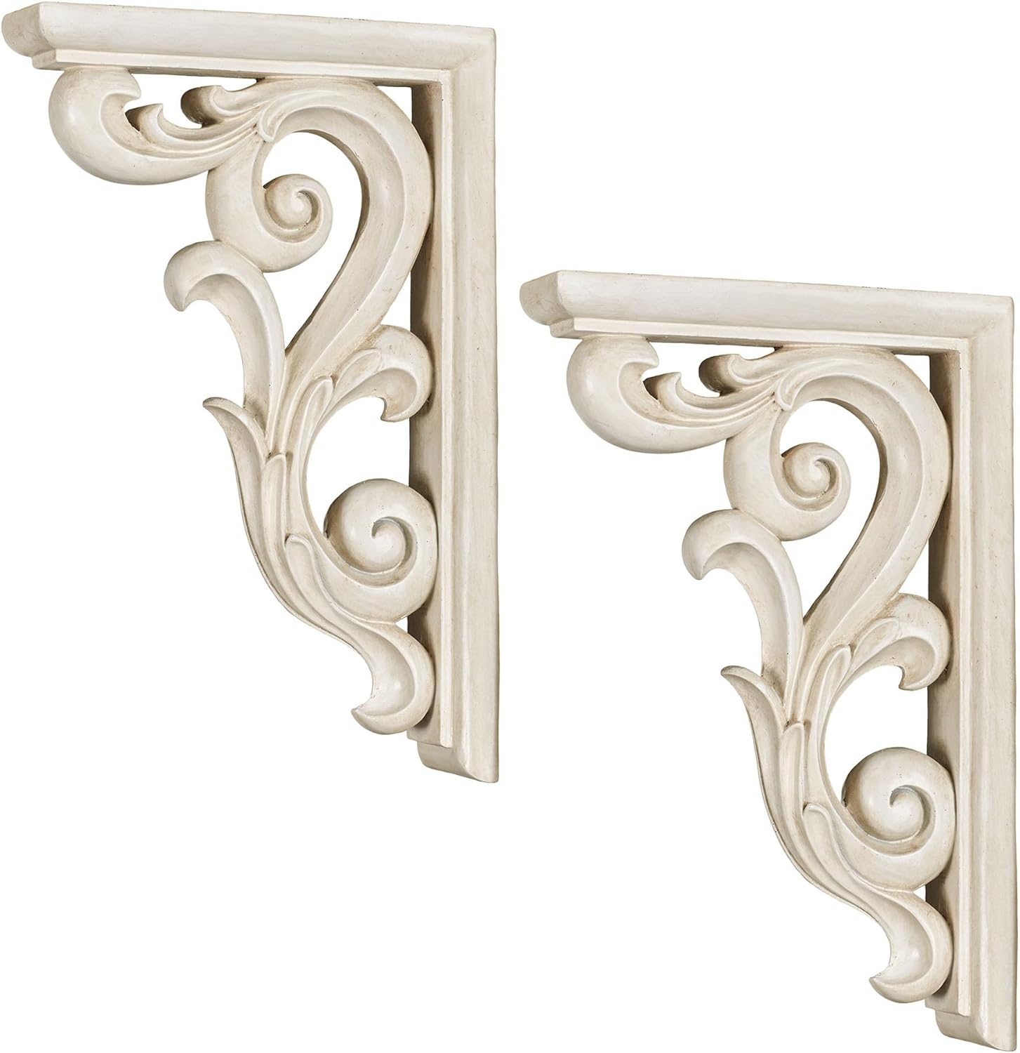 Touch of Class Scrolling Astrella Traditional Antique White Corbel Bracket Pair
