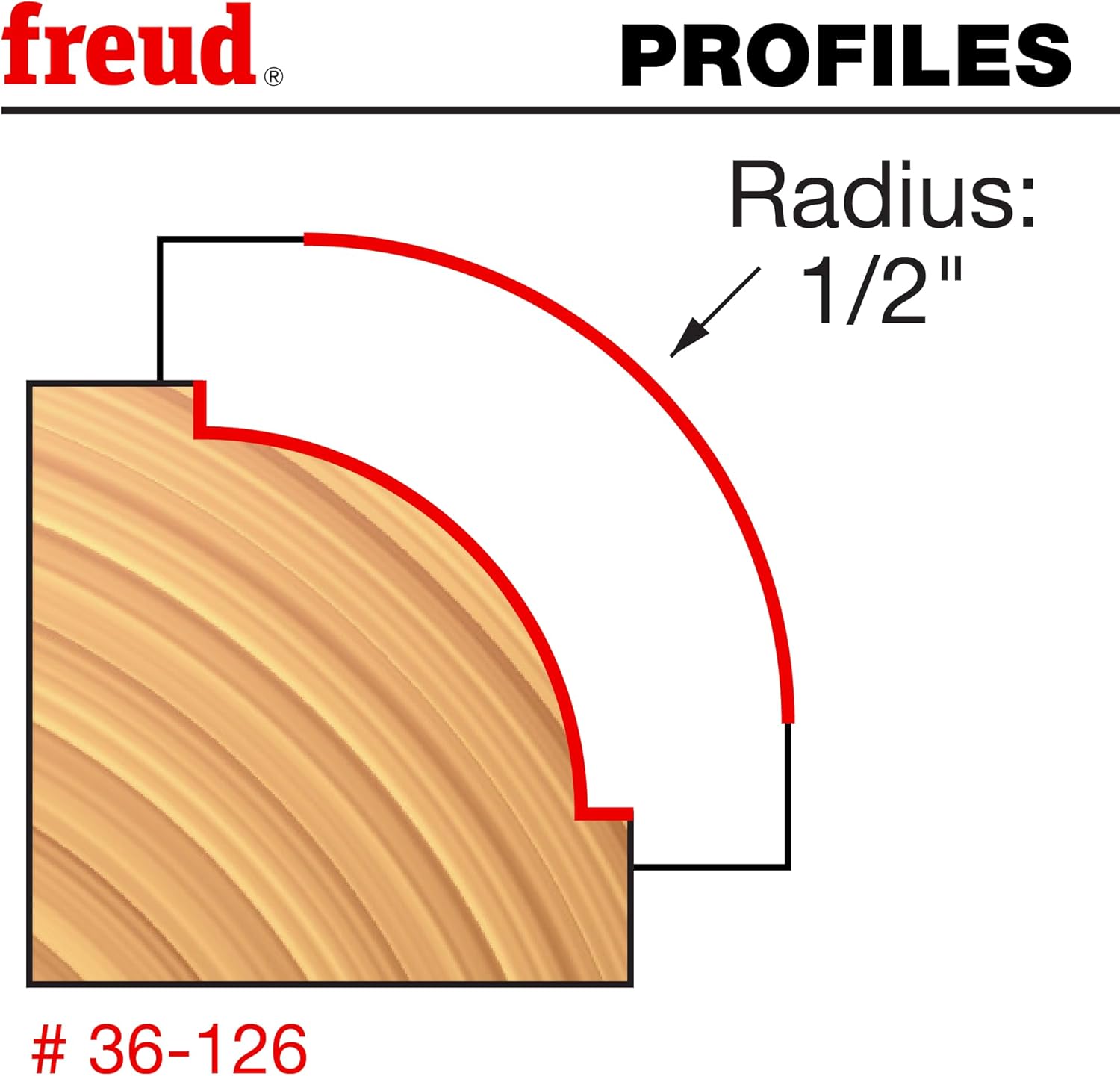 Freud 36-126: 1/2" Radius Beading Bit with 1/2" Shank