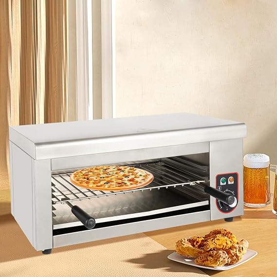 2000W Cheese Melter Electric Salamander Broiler 50-300C Salamander Grill Stainless Steel Broiler Burner BBQ Grill Grilling Machine Countertop Wall-mounted for Restaurant Kitchen Hotel