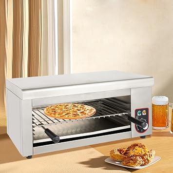 2000W Cheese Melter Electric Salamander Broiler 50-300C Salamander Grill Stainless Steel Broiler Burner BBQ Grill Grilling Machine Countertop Wall-mounted for Restaurant Kitchen Hotel