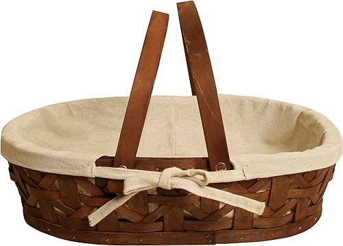 wald imports 17" astillas de madera teñidas con cesta de tela, marrón