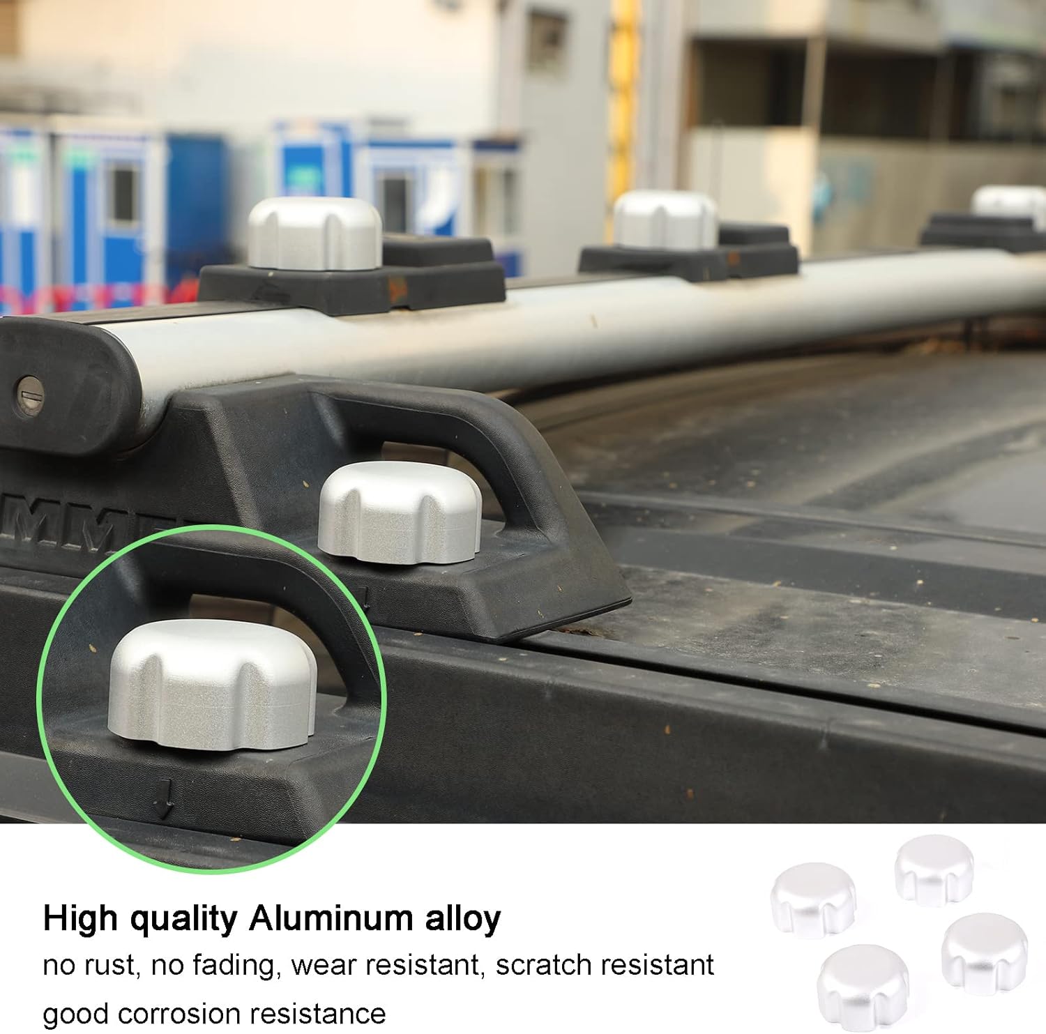 Roof Rack Knob End Cap Compatible with Hummer H2 2003-2009,Aluminum Silver Roof Luggage Rack Position Screws Knob Cover Auto Accessories (4 PCS)