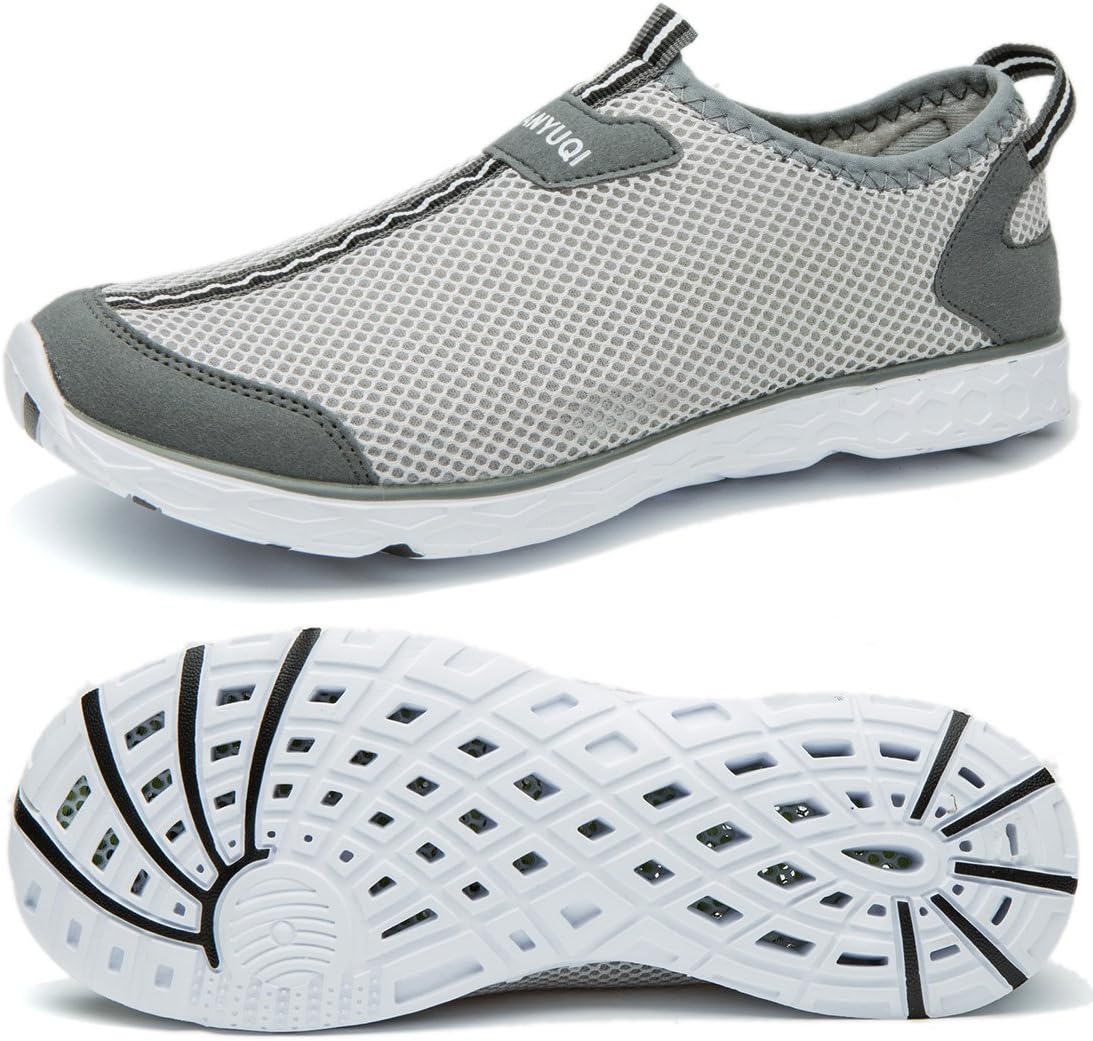 Cusselen Men Air Mesh Quick Drying Sport Water Shoes Gray