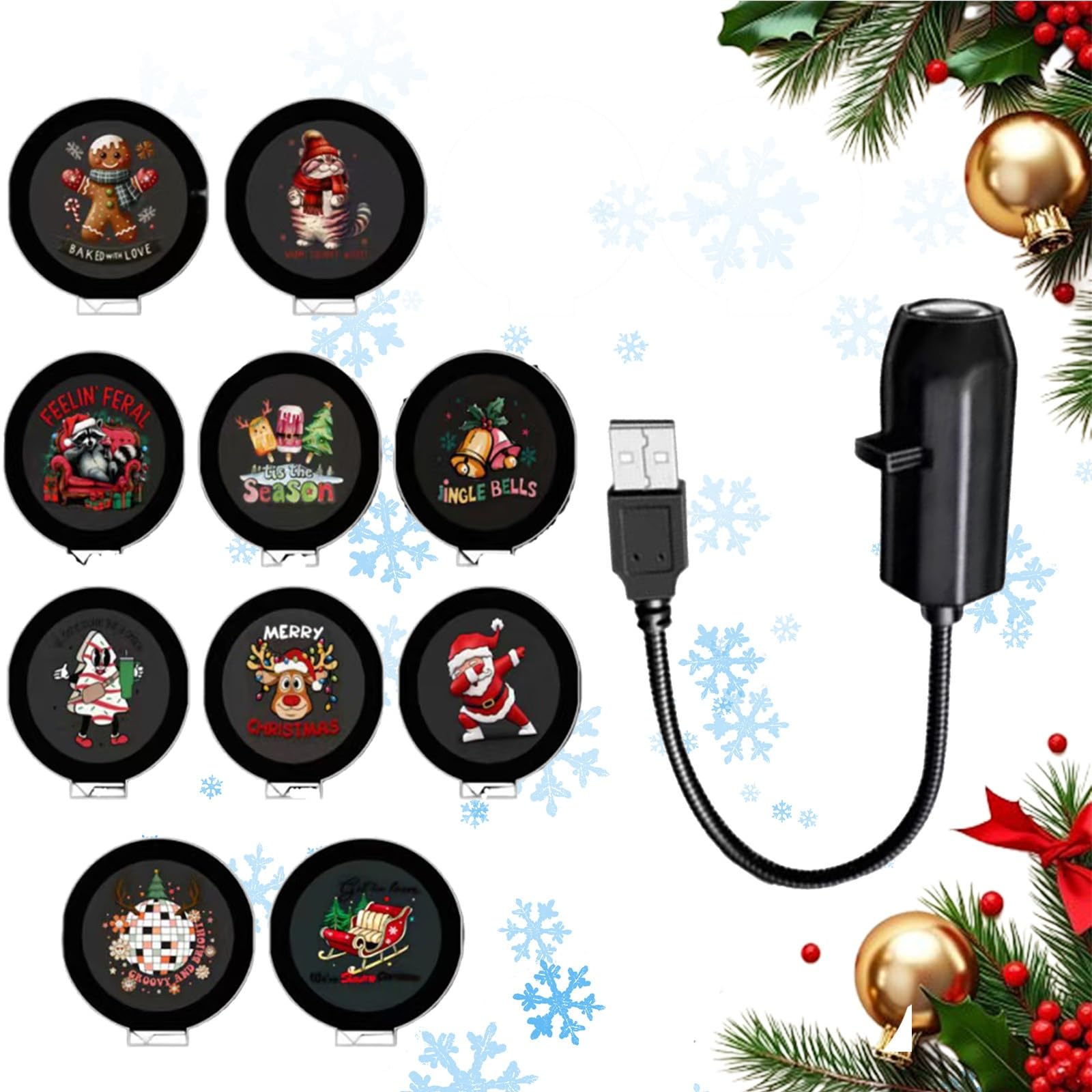 ZBELLO Plug and Play HD Christmas Projector, Christmas Projection Night Light (As Show,C#)