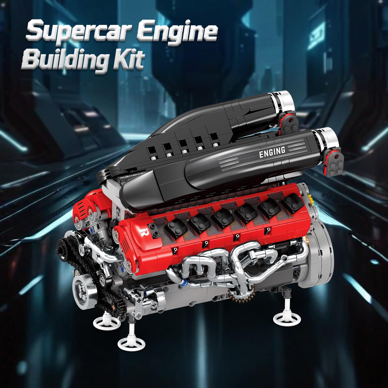 Reobrix V12 Engine Building Kit Adults, Electric 65-Degree V-Angle Supercar Engine Model That Works with Motor - Image 2
