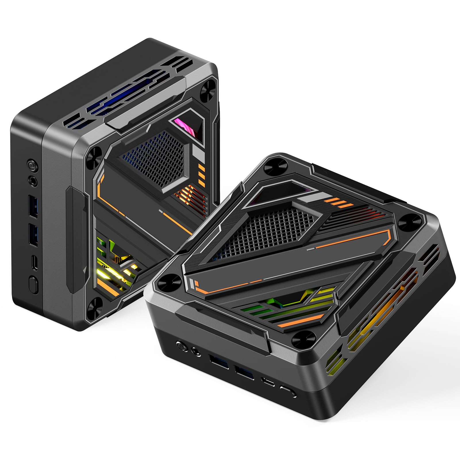Domary Ryzen 7 5700U Mini PC 8 Core 16 Thread Mini Computer da Gioco con Illuminazione RGB WIFI6 BT5.2 4K Triplo Display per Conferenze in Ufficio a Casa (Spina UE da 16 GB e 512 GB)