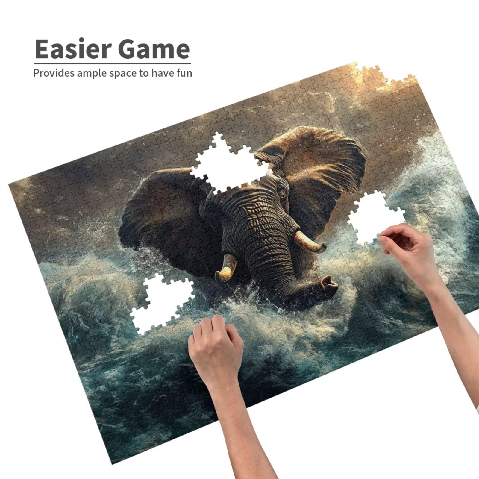 Puzzle słoń, 1500 elementów, puzzle ze zwierzętami, dla dorosłych, z pudełkiem na prezent, "zrób to sam", duże drewniane puzzle dla dorosłych, gra zręcznościowa dla całej rodziny, prezenty dla kobiet
