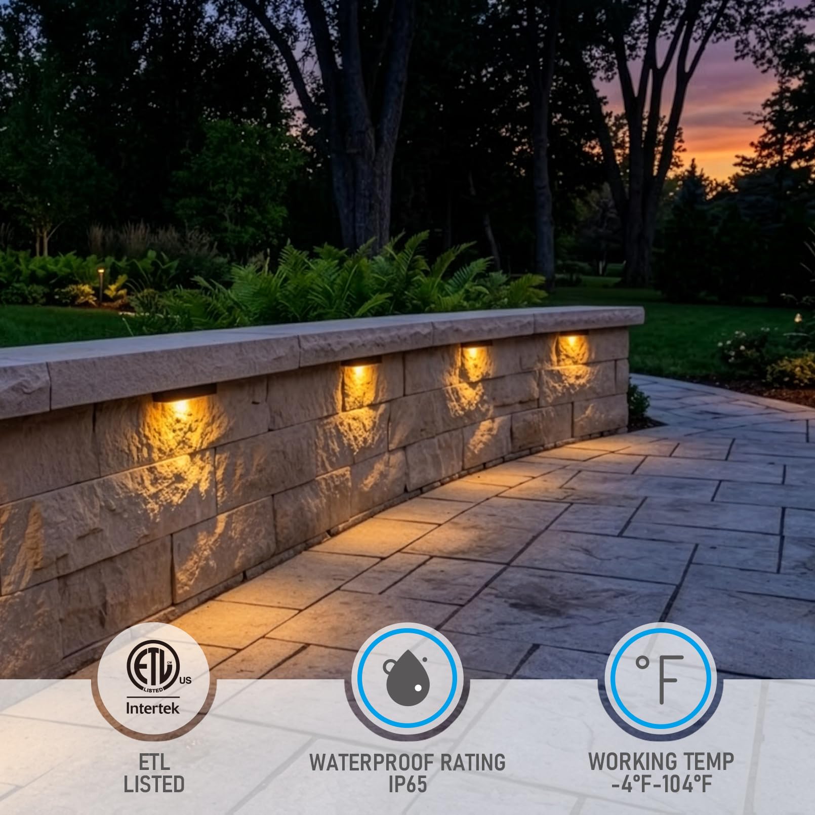 LEONLITE 8-Pack Premium Series 5CCT 7 Inch LED Hardscape Lighting Swivel, 2200K/2700K/3000K/4000K/5000K Selectable, Retaining Wall Light Low Voltage, 12V Paver Light, 4.5W Outdoor Step Light, ETL