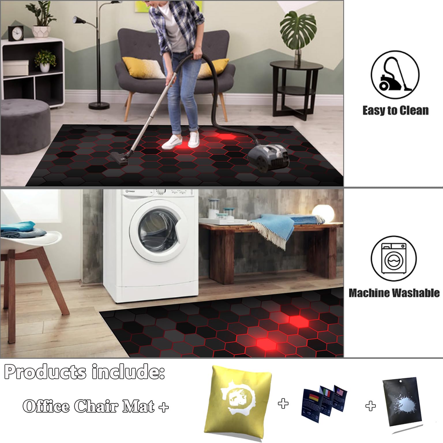 Bodenschutzmatte für Teppiche rutschfest, Rechteckig Bodenmatte, Stuhlunterlage Gaming Bürostuhl Stuhlmatten, Bürostuhl Matte, Schreibtischstuhl Unterlage für Parkett, Laminat, Hartböden 120 x 140 cm