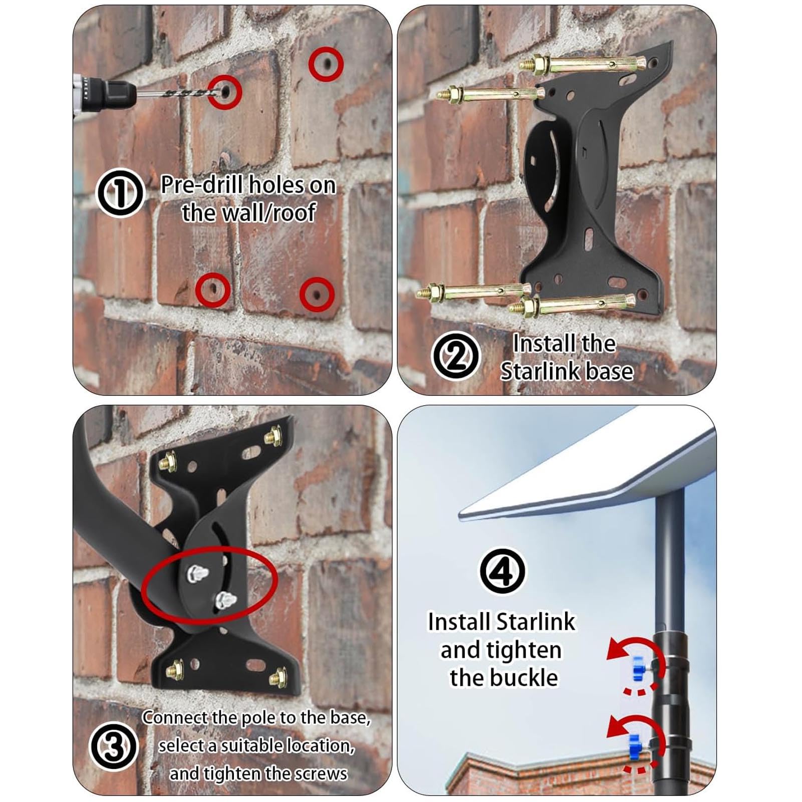 Soporte starlin, Kit de montaje para plato estándar starlin ajustable, soporte de techo de pared de acero inoxidable para Kit de Internet starlin Satellite