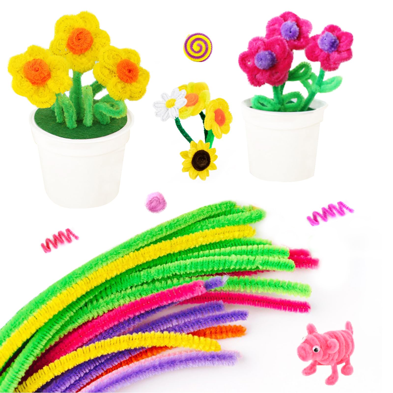 TOAOB 200 Scovolini Colorati + 200 Occhi Mobili Adesivi, Kit Creativo Per Lavoretti Fai Da Te, Scrapbooking E Decorazioni Per Bambini