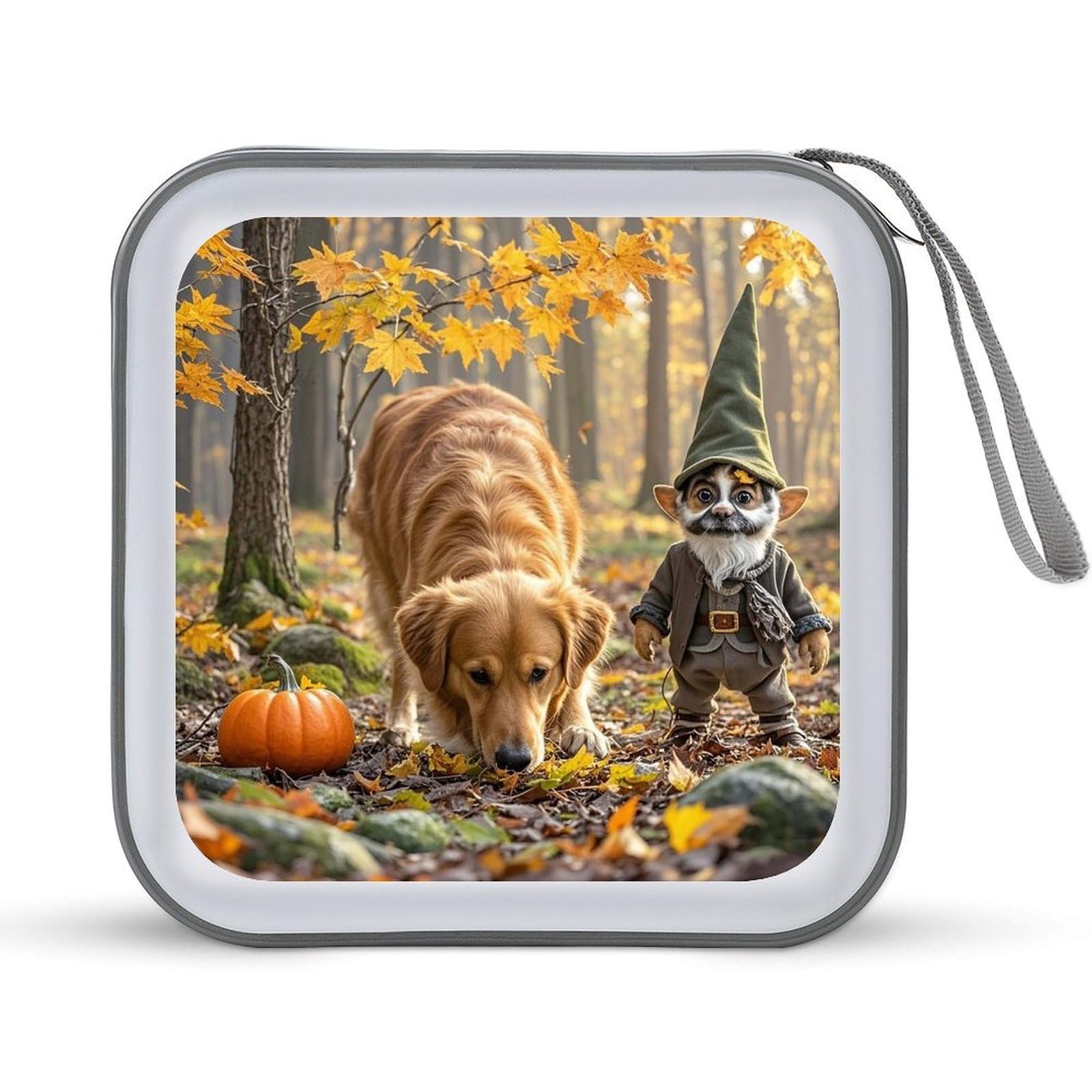 LZQPOEAS Pumpkins And Maple Leaves CD Case DVD Case Holder Wallet 40 Capacity Hard Plastic CD/DVD Portable Storage Binder Zipper DVD Disc Cases CD Storage Organizer Holder for Car Home Office