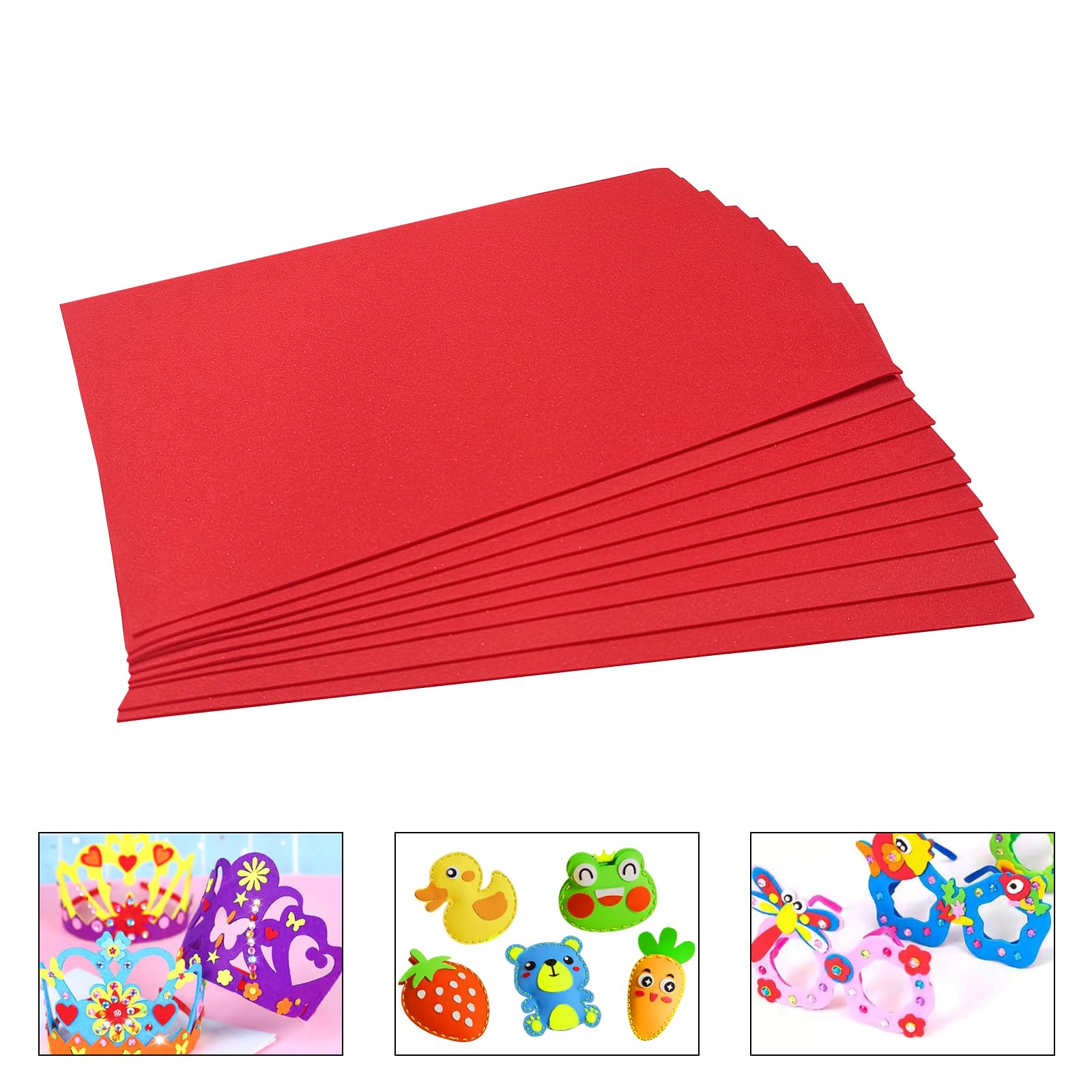 Jtnohx Eva Foam Sheets, 17.78×28.7cm Craft Foam Board, 9 Pcs Colour Eva for Crafts Thin DIY Material for Art and Scrapbooking(Red) - Image 4