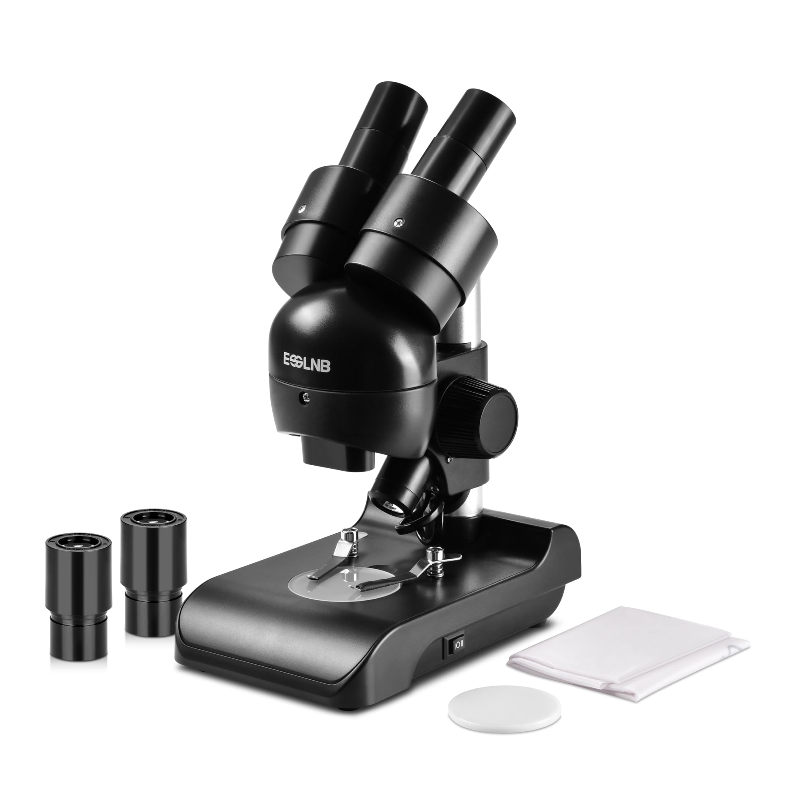 ESSLNB Mounted Binocular Stereo Microscope, Microscopes, Portable Biological Microscope with WF10x Eyepieces, 3X Objectives, 30X Magnification, LED Lighting