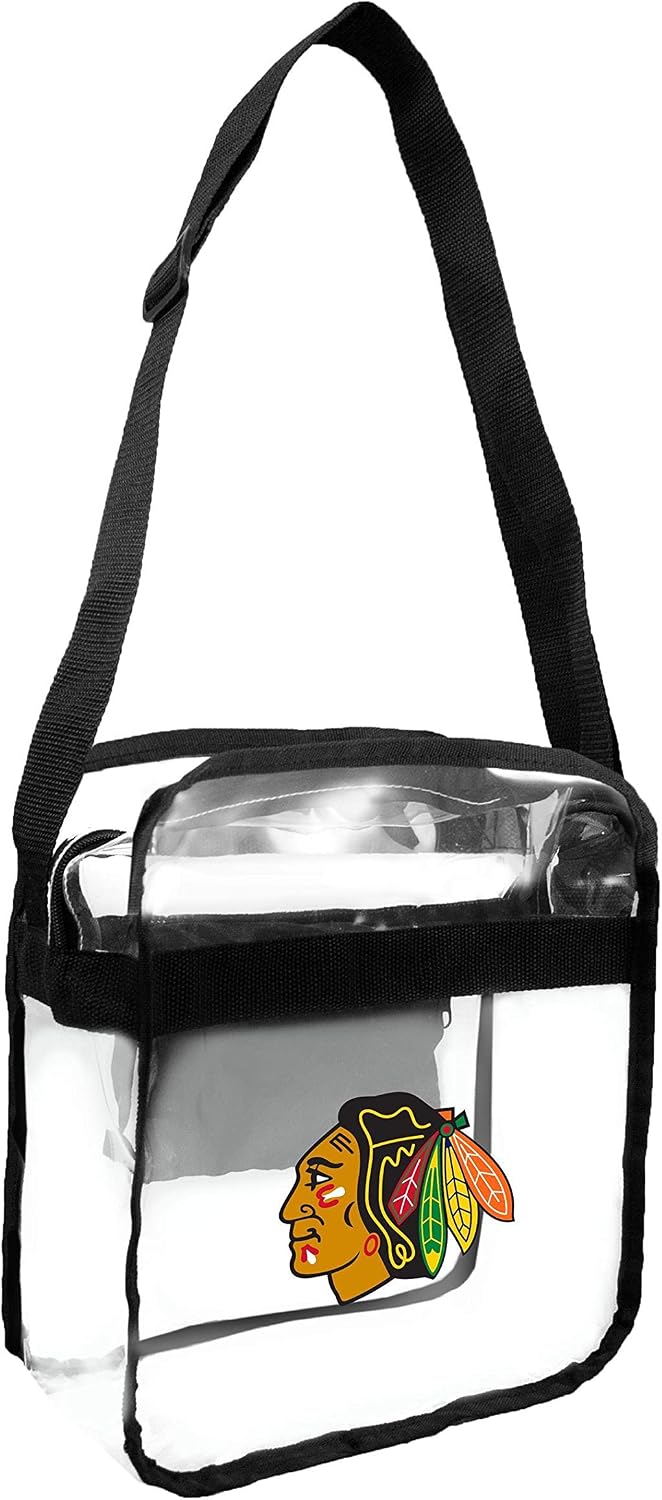 Littlearth NHL Chicago Blackhawks Clear Crossbody Carryall, Team Color, 12" x 12" x 6"