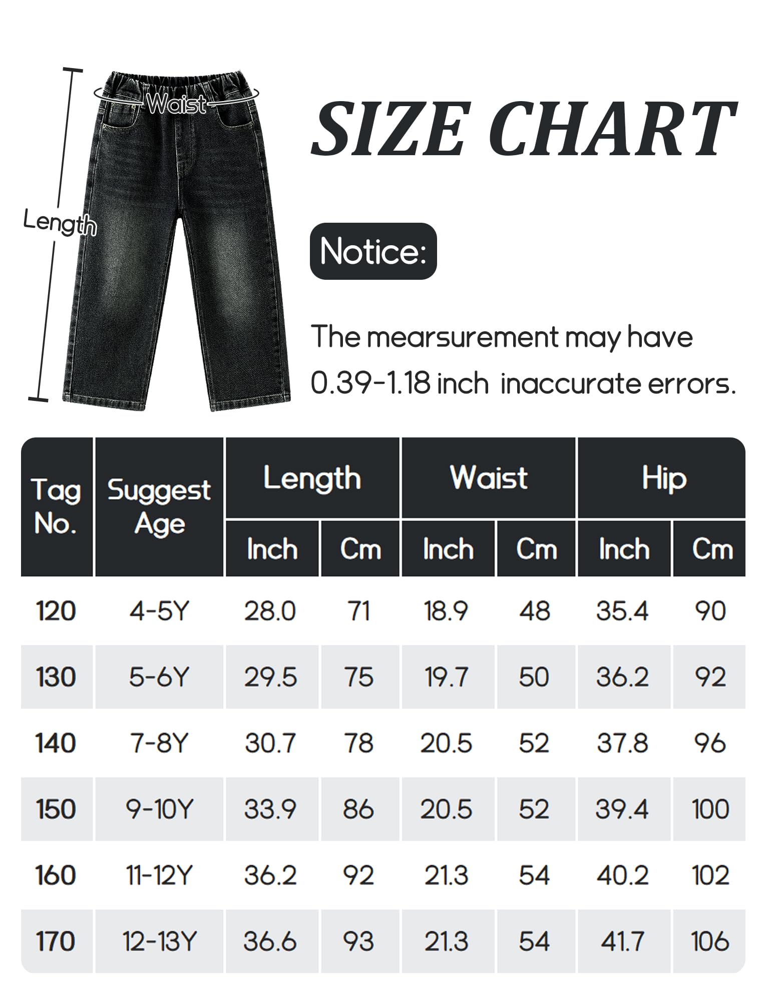 Happy Cherry Pantalones vaqueros anchos para niños de mezclilla Pantalones Baggy de cintura elástica Casual Moda Pantalones con bolsillos para niños de 5 a 14 años