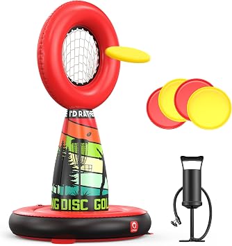 QPAU Inflatable Throwing Game Challenge - Outdside Toss Target Set with 4 Throwing Plates & Pump, Outdoor Toys for Kids 6-15, Ideal Sport Gifts for Teen Boys, Backyard | Camping | Lawn Toss Games