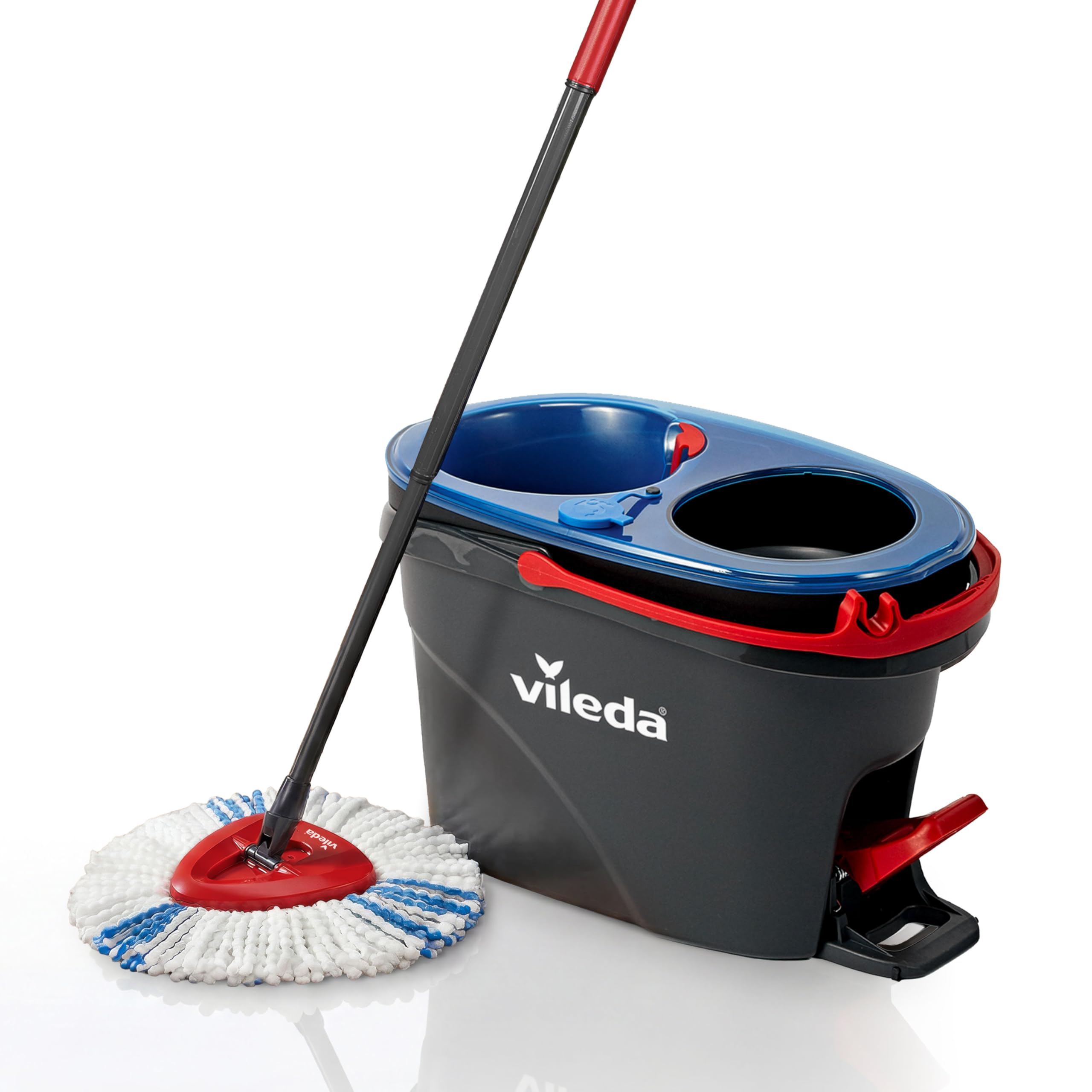 Vileda H2PrO Kit Balai Serpillière avec Seau – Système de Nettoyage 2 Réservoirs avec Essoreur | Séparation Eau Propre et Eau Sale | Balai Microfibre pour Carrelage, Parquet, Stratifié et Sols Durs