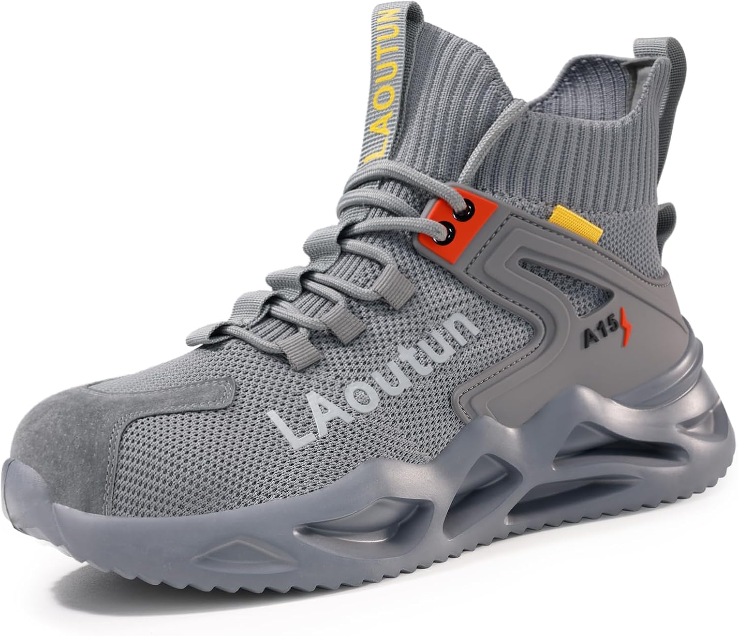LAoutun Steel Toe Shoes for Men, Lightweight Comfortable Safety Shoes with Puncture Resistant, Indestructible Work Shoes for Construction and Warehouse