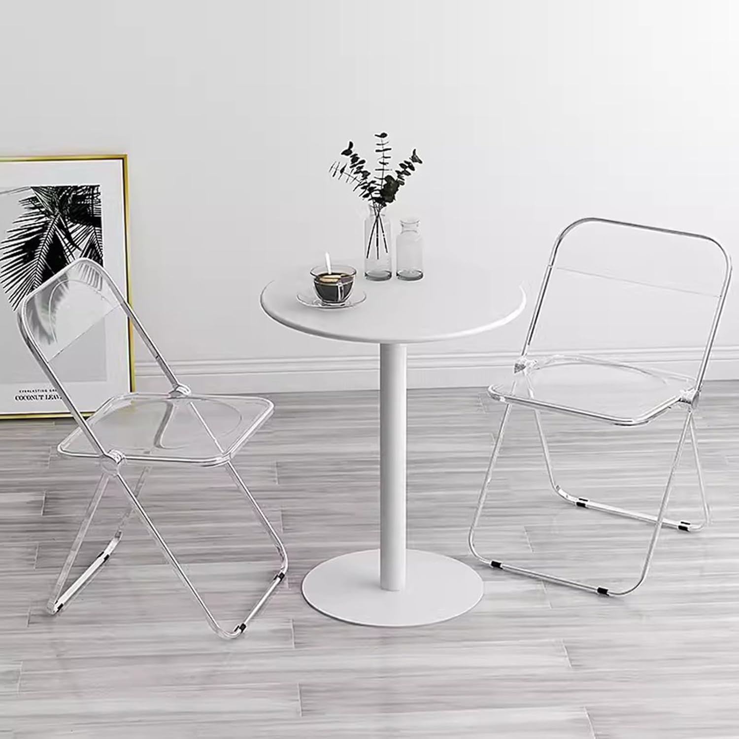 Bistro Table Round Bar Table, Kitchen Breakfast Coffee Table with Metal Top and Stable Base, High Counter Pub Desk for Home Bedroom Cafe Small Spaces