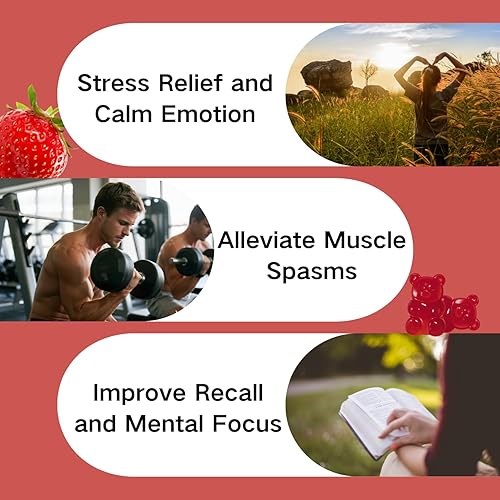 Miniatura 5 de Gomitas de glicinato de magnesio de 600 mg de alta absorción, suplemento de magnesio premium con vitamina D3, B6 y potasio, delicioso sabor a fresa,