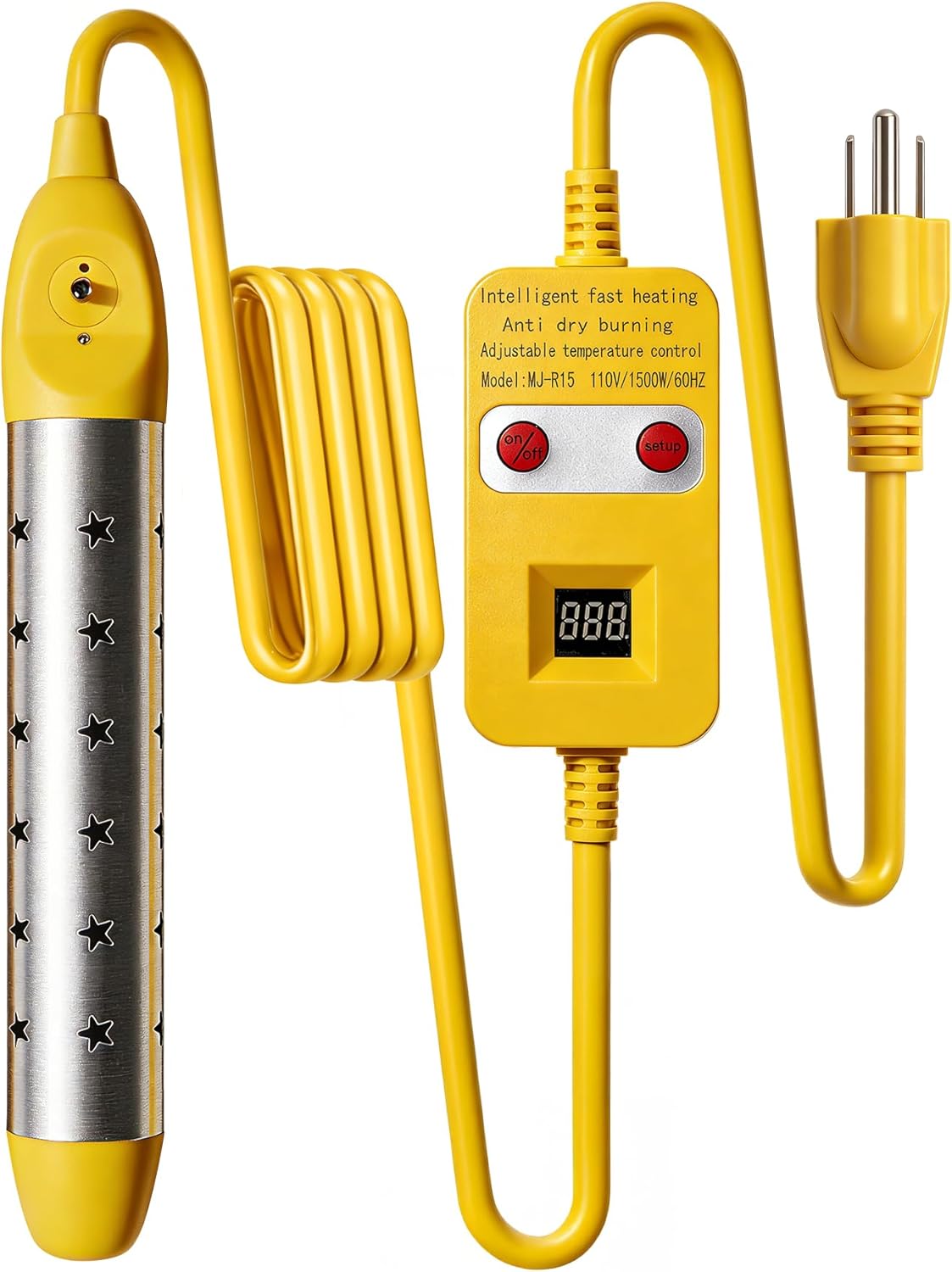 Immersion Water Heater with Adjustable Thermostat 1500W - Portable Submersible Bucket Heater, Electric Water Heater with Constant Temperature and Dry Burn Protection, for Bucket & Bathtub - Amazon product rated Grade B