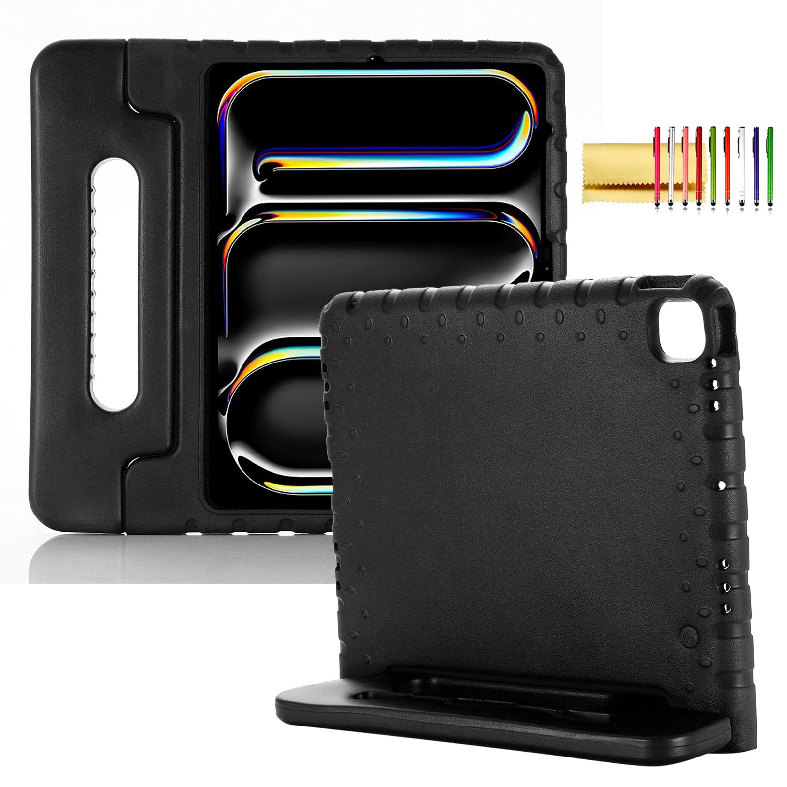 Kids Case for iPad Pro 13" 2025 (M5) 2024 (M4) & iPad Air 13" M3 M2 Shockproof Case with Pencil Holder, Techcircle Handle Stand Light EVA Foam Bumper