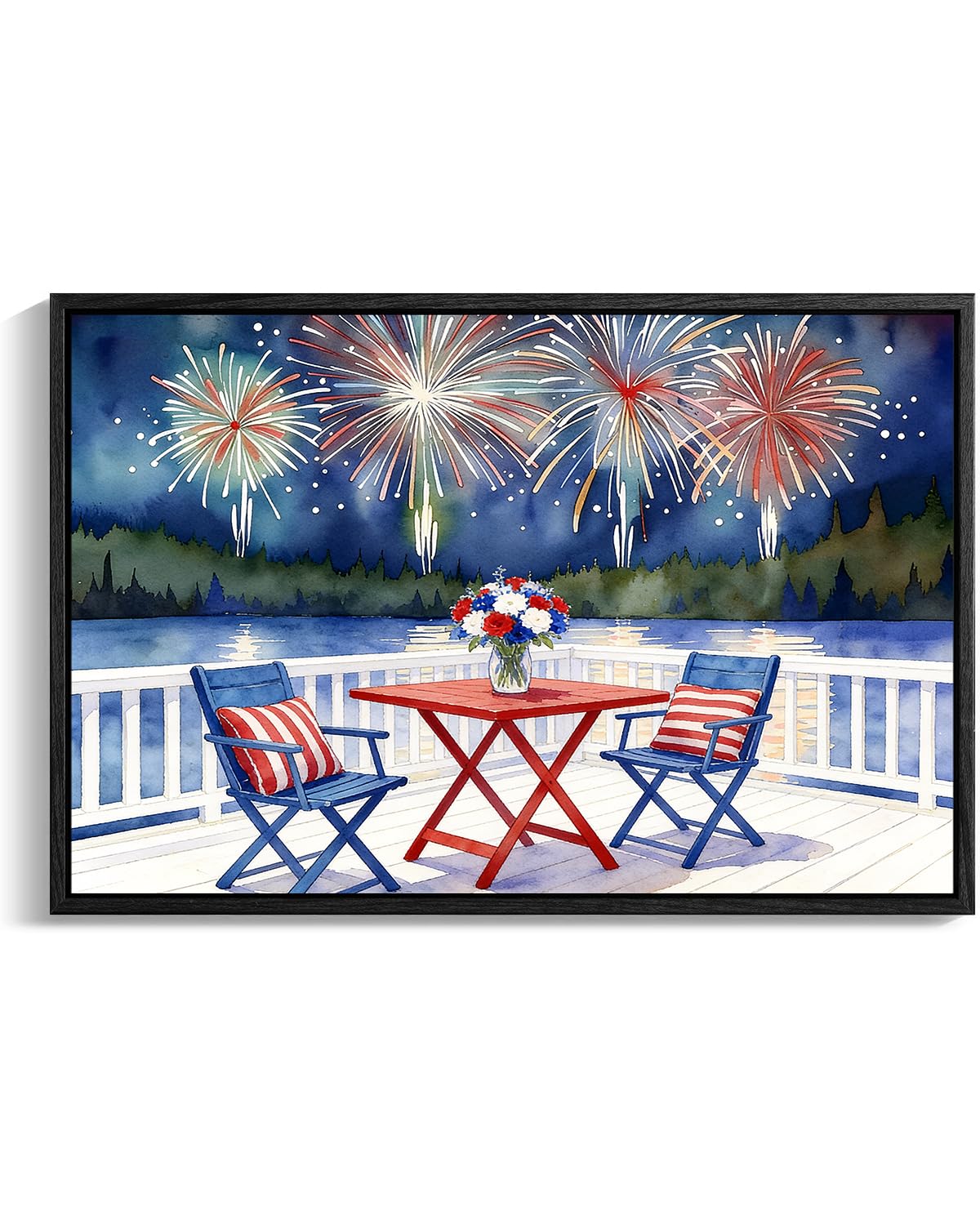 American Flag Framed Canvas Wall Art, 4th of July Canvas Prints