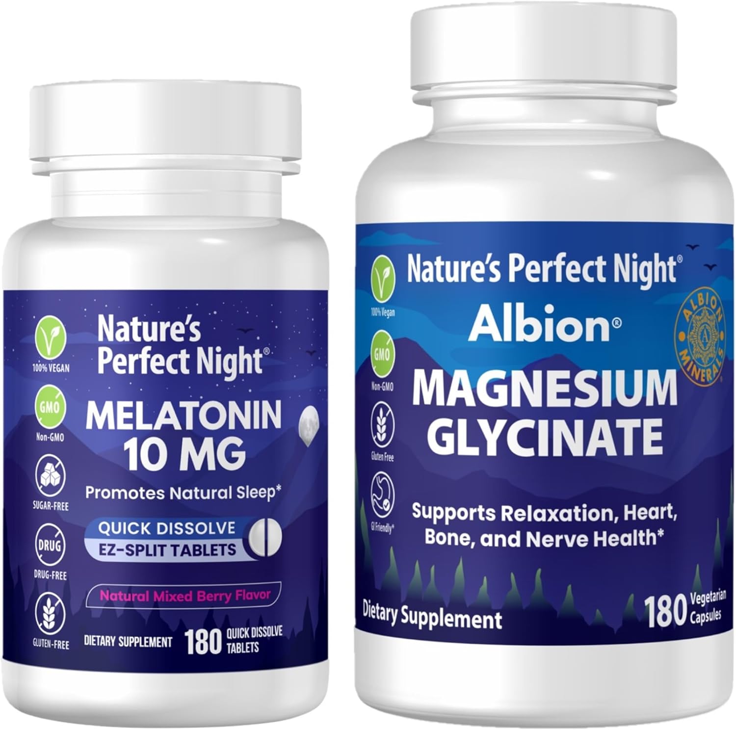 Nature’s Perfect Night Bundle Melatonin 10mg Magnesium