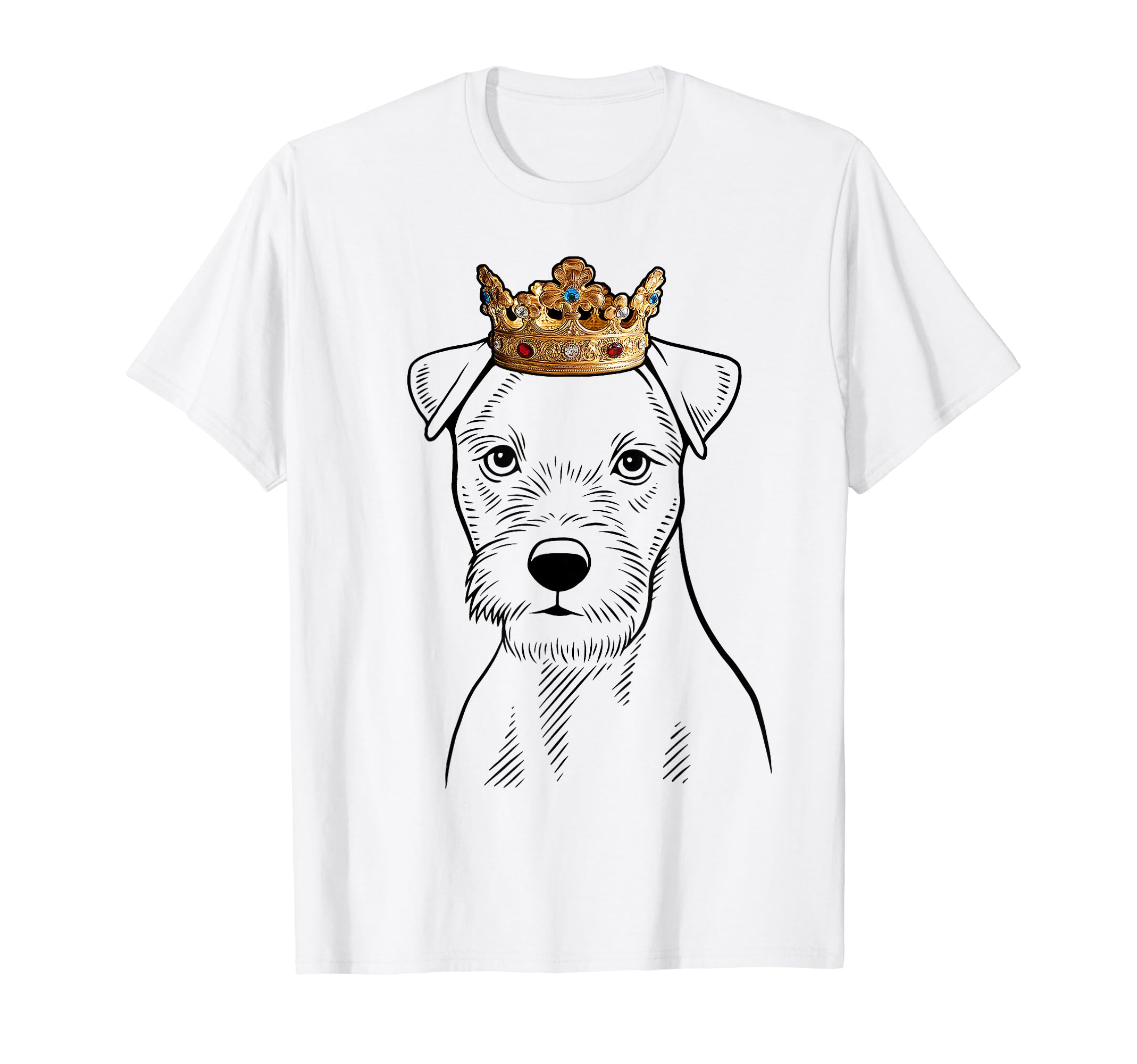 Parson Russell Terrier Dog Wearing Crown T-Shirt, White