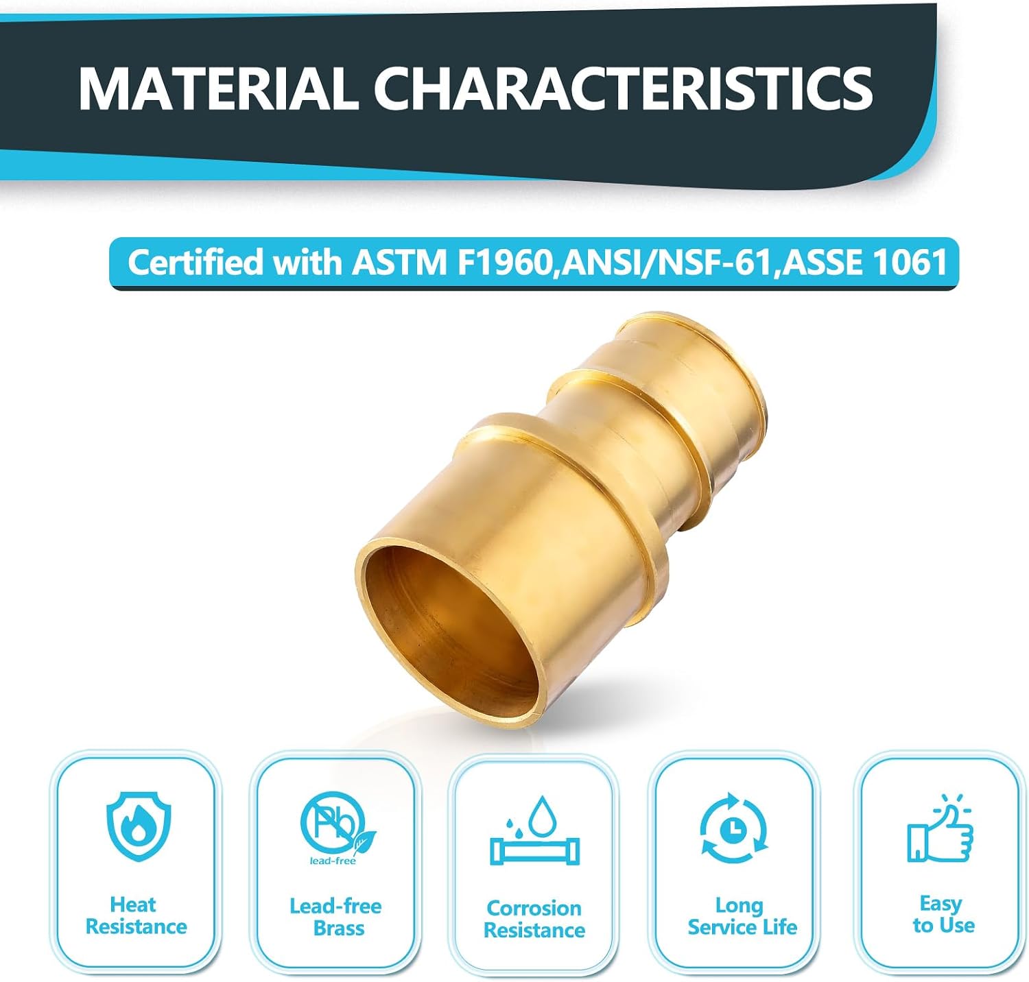 (10-Pack) Seelink 1/2" PEX-A Expansion Fittings, 3/4" Female Sweat Adapter, for PEX Tubing, ASTM F1960(PEX1960058)