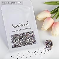 Vista 628 de Beadsland Diamantes de imitación de cristal con parte trasera plana, gemas redondas para arte de uñas y manualidades, pegamento fijo, violeta