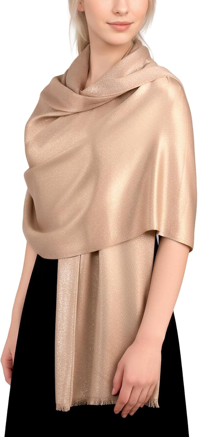 Achillea Soft Silky Solid Pashmina Shawl Wrap Scarf for Wedding Bridesmaid Dress
