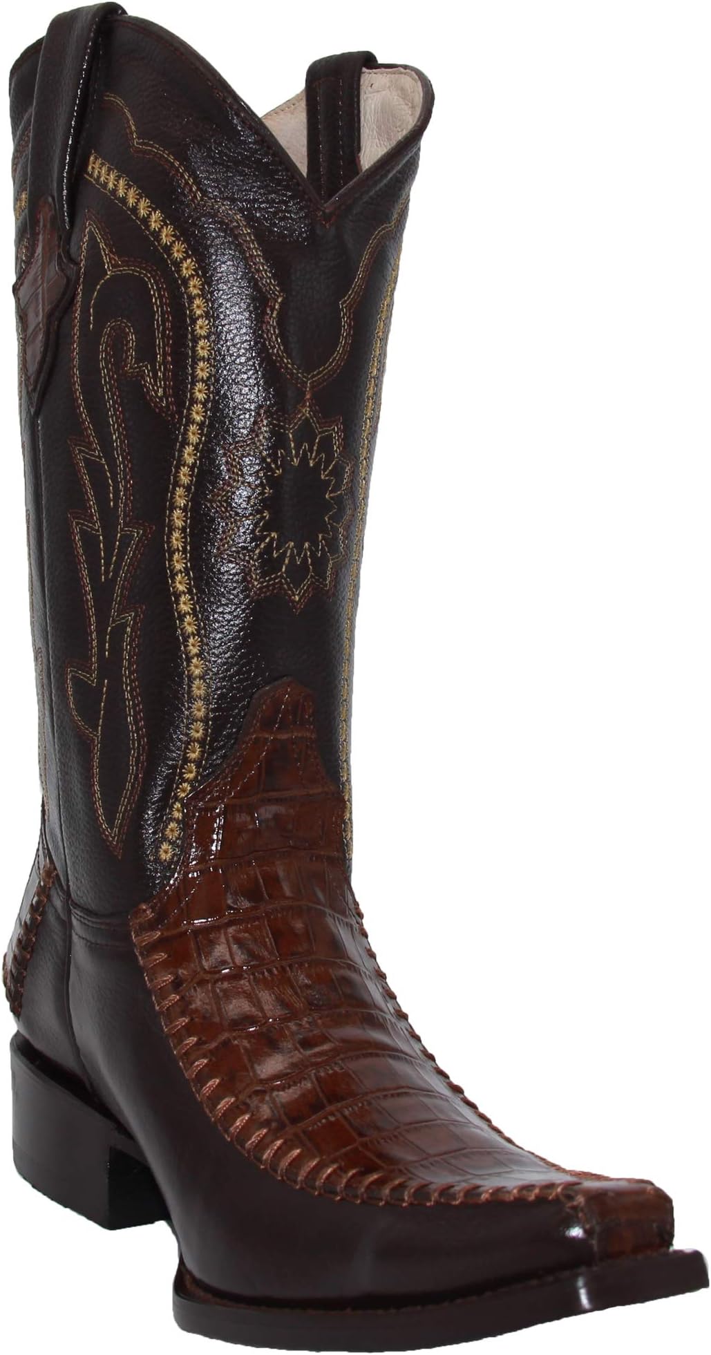 The Western ShopsWestern Shops Mens Genuine Cowhide Leather Luxury Crocodile Alligator Print Cowboy Western Boot